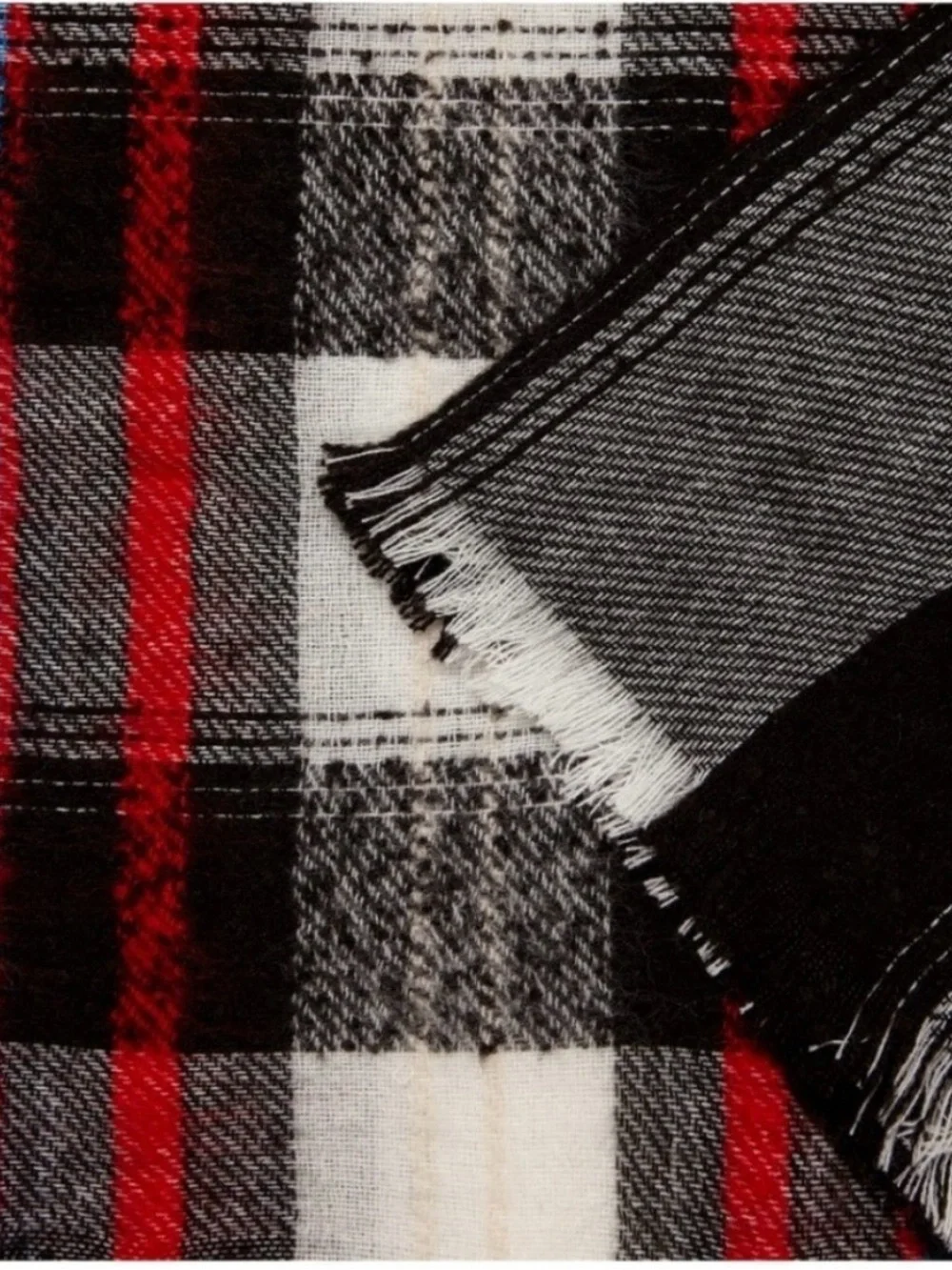 NWT ZARA Oversized Plaid Blanket Scarf Wrap Black Gray Red Tartan Scarf/Shawl